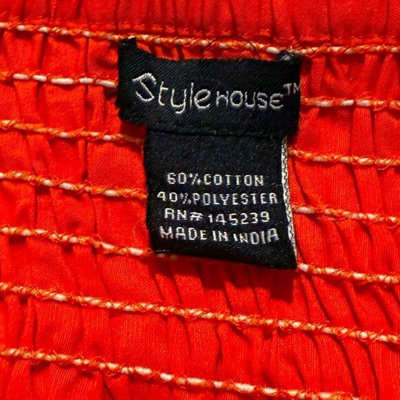 Style House Coral Red Puff Sleeve Keyhole Tie Bust Lacy Hem Maxi Peasant Dress - Picture 15 of 15